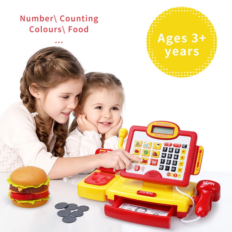  FS FS Toy Cash Register for Kids  with True Barcode Scanner & Calculator Toys  Pretend Play for Toddlers 3-5  Shopping Playset  Kids Cash Register with Credit Card for Kids Boys and Girls Ages 3 4 5 6 8 - Image 3